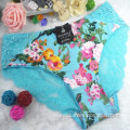 OEM new style wholesale sexy lace women light green panty little printed flowers bamboo fiber underwear 6890